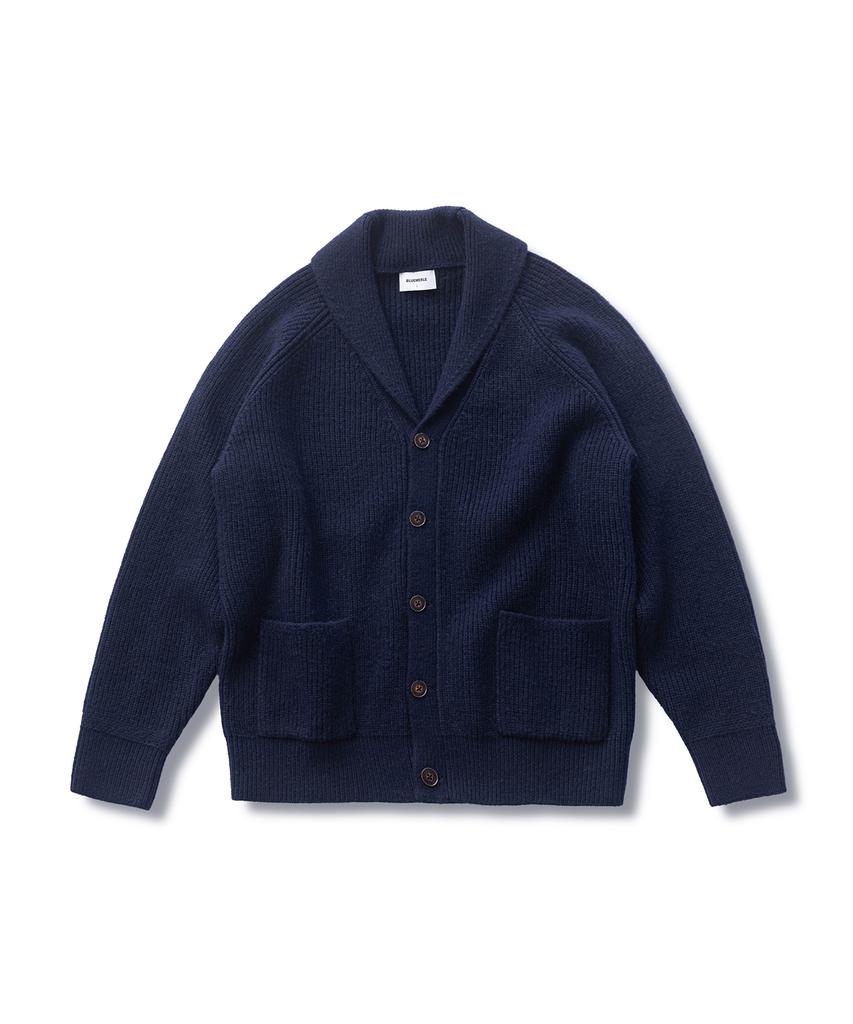 Bluemerle Pbt Wool Shawl Cardigan Knit - Navy