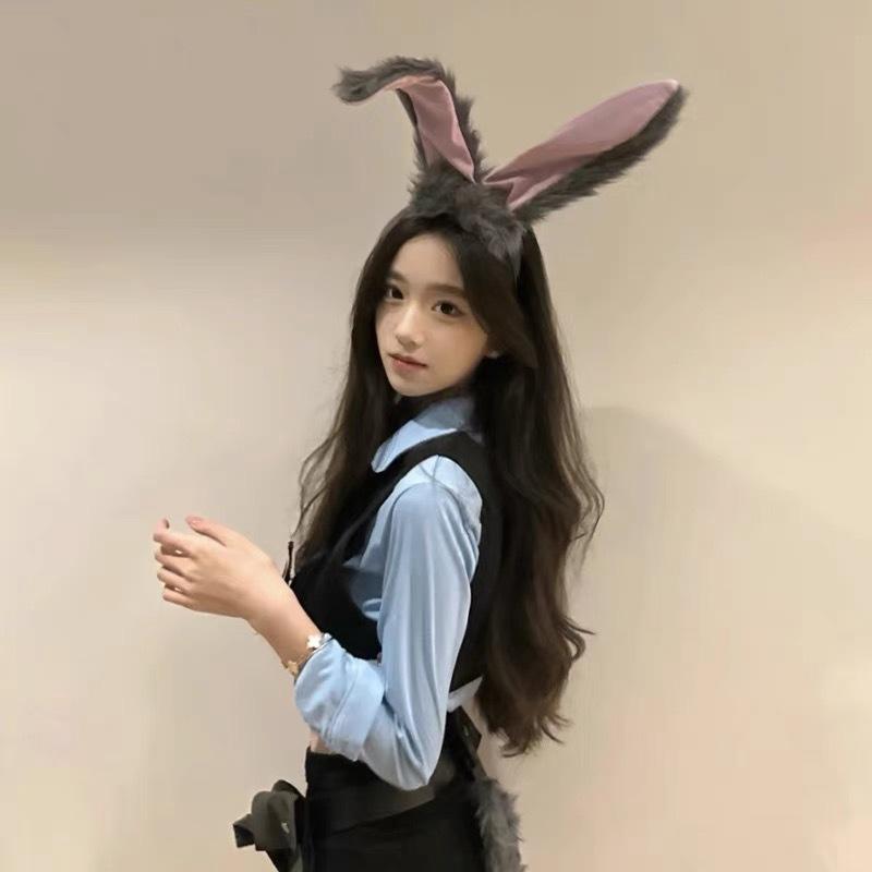 1Pc Christmas Rabbit Long Ear Headband For Women: Cosplay Bunny Girl Cute And Funny Headband Accessory