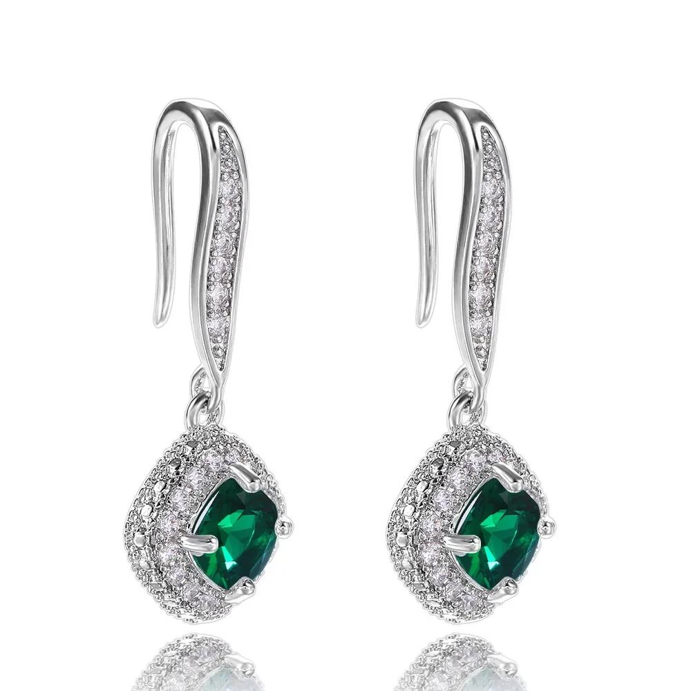 New Green Crystal Stone Earrings In Europe And America, Paired With Dazzling Luxury Women'S Anniversary Gifts, Gorgeous Jewelry