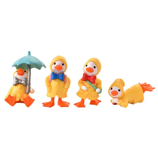 4Pcs/Set Animated Ducks Decorative Ducks Figurines Cartoon Plastic Exquisite Statue for Kids