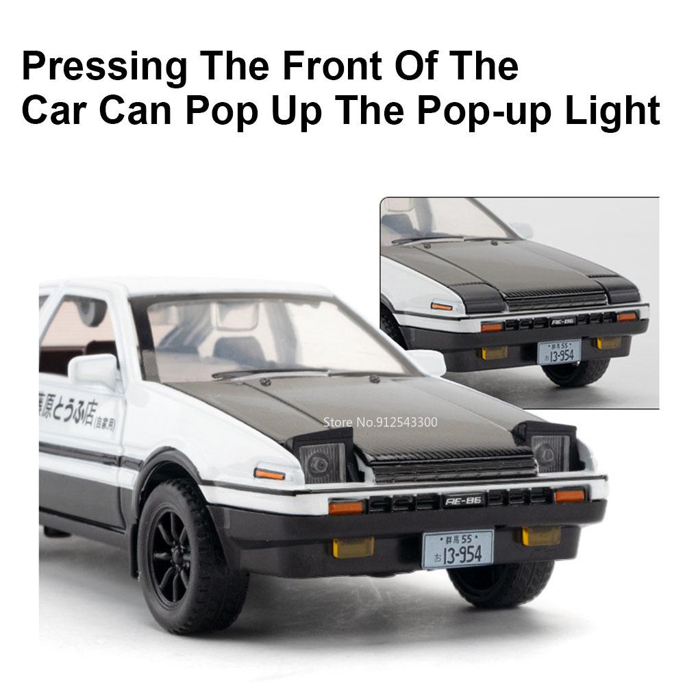 Scale 1:30 AE86 Toy Car Model Diecast Alloy Pull Back Doors Opened Metal Body Simulation Vehicles Toys Gifts for Children