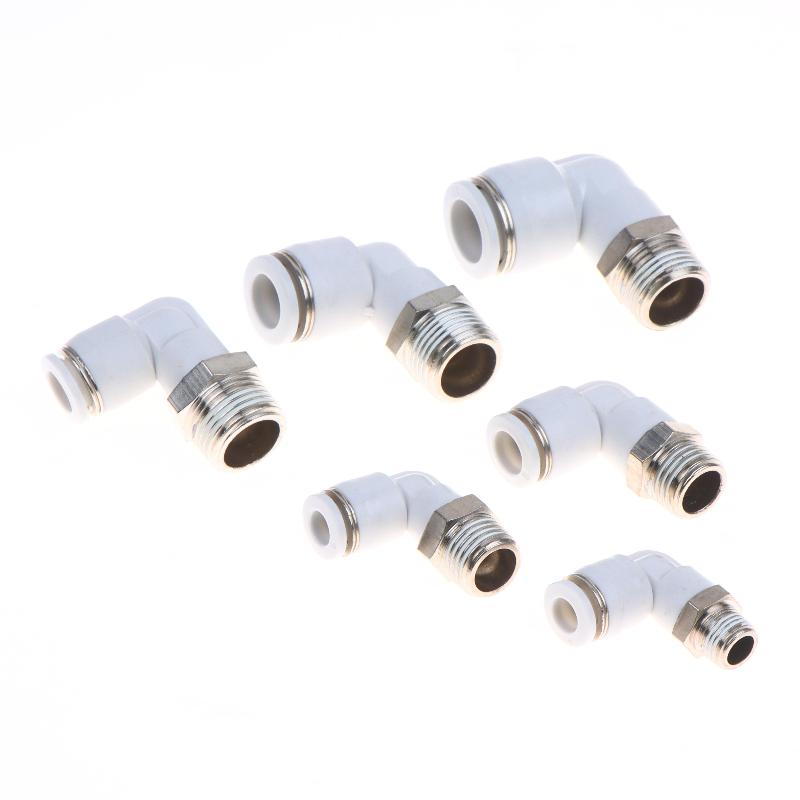 5Pcs 90 Degree Push Fit Copper Air Tube Connector White Industrial Pneumatic Pl6-01/Pl6-02/Pl8-02/Pl8-03/Pl10-03/Pl12-03