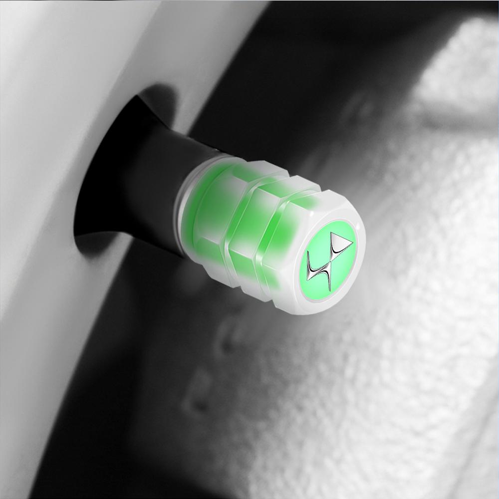 4 Stück Auto Rad Leuchtende Ventilkappen Nachtleuchtend Reifen Dekoration Ventilschaft Abdeckung Zubehör Für Citroen C1 C2 C3 C4 Picasso C4L C5 DS