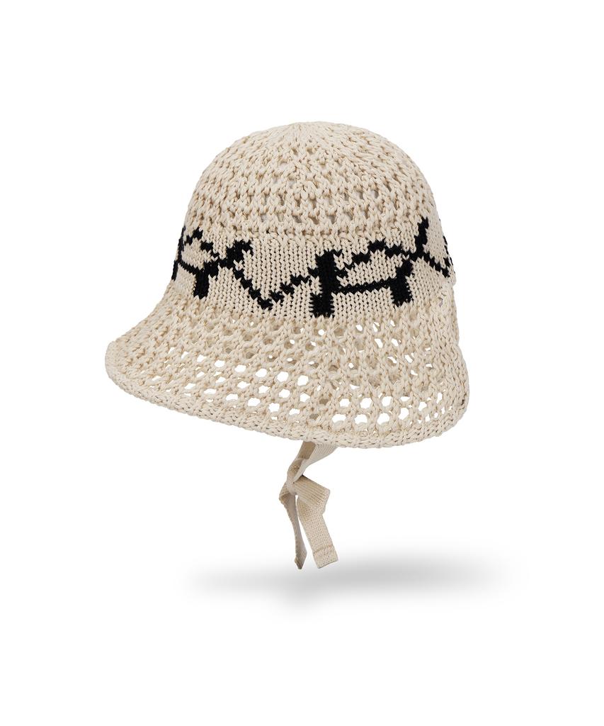 Bajal Va Digital Logo Punching Bonnet Hat Beige