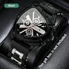 Men Universal Casual Quartz Watch Multifunctional Polygonal Three-Eye Dial Silicone Strap Auto Date Wristwatch Men Festival Gift