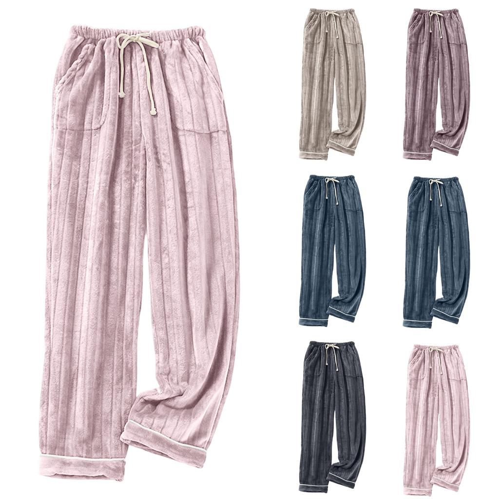 Damenmode Fleecegefütterte Verdickte Lange Pyjamahose