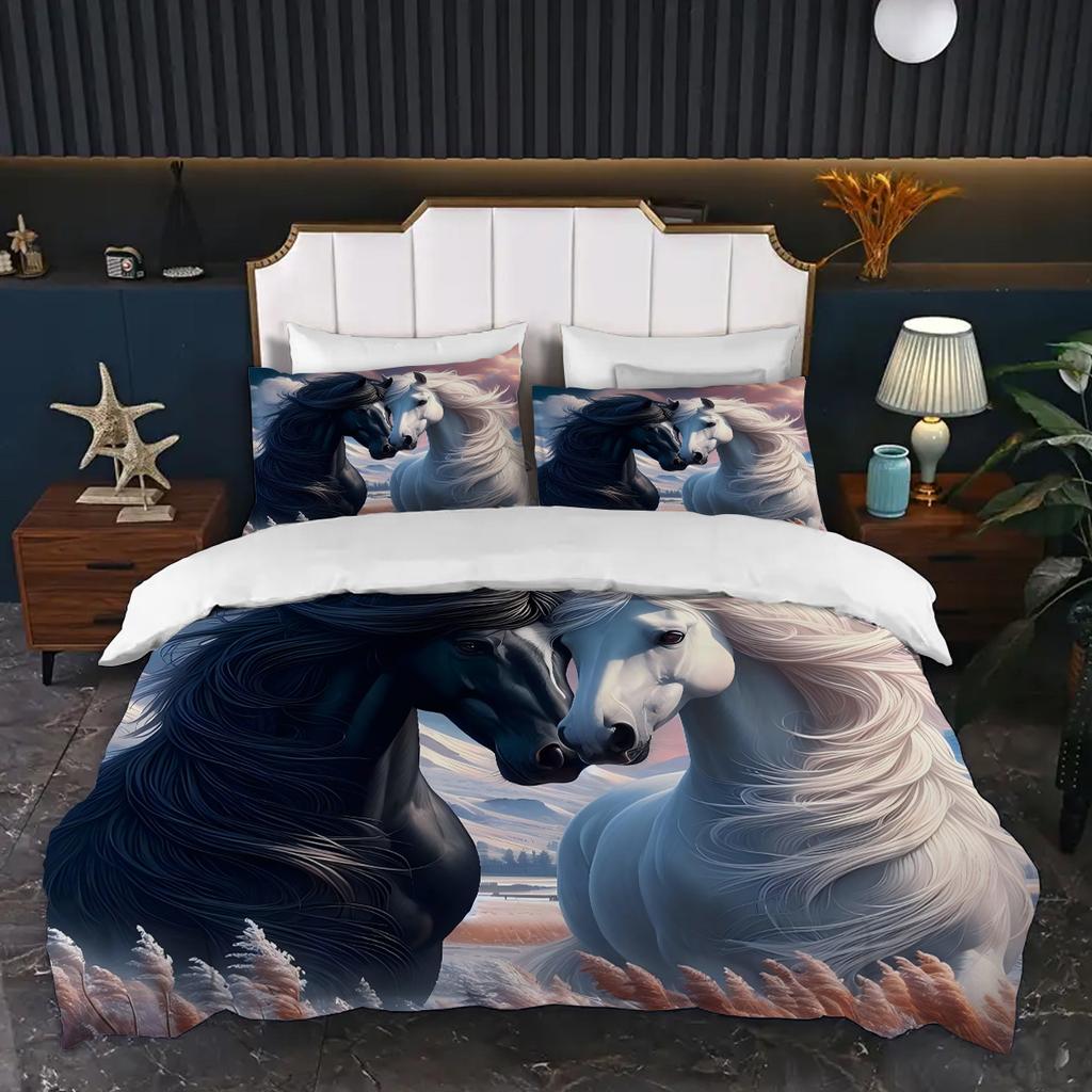 Horses 3D Printed Luxury Bedding Set Wildlife Style Comforter Sets Soft Comfortable Bed Linen Set Polyester Home Duvet Cover