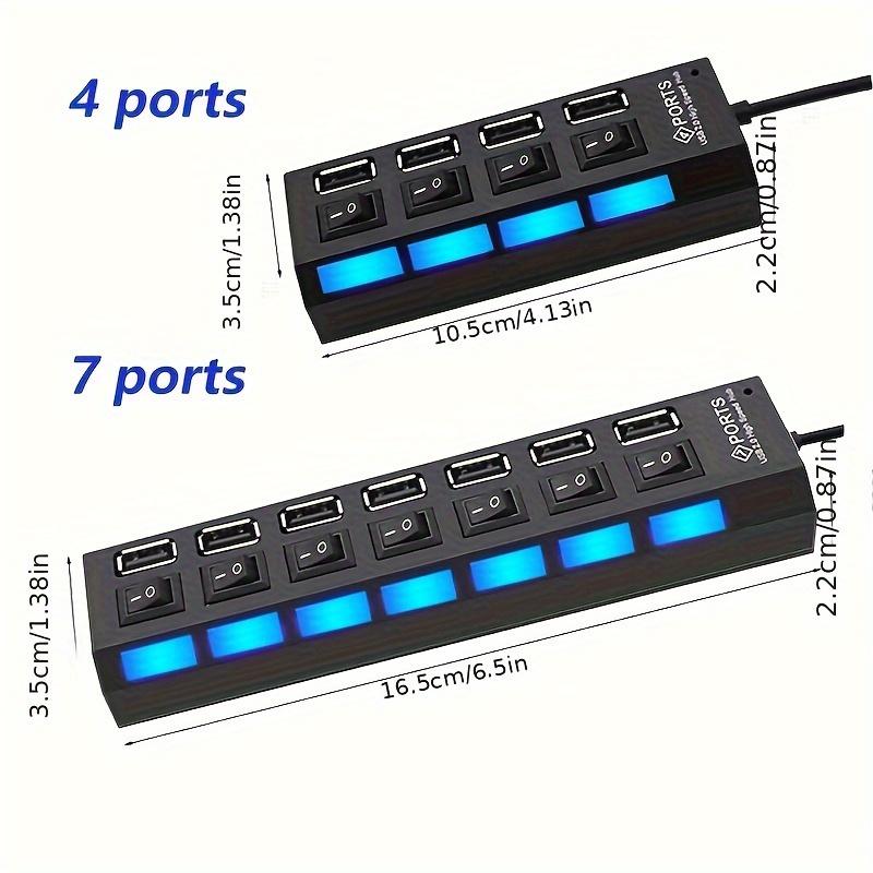 7 Ports/4 Ports LED USB 2.0 Adapter Hub Power On/Off Schalter Für PC Laptop Computer