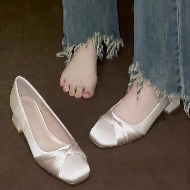 Elegant Women Square Toe Heeled Shoes Summer New Party Sandals Designer 2025 Dress Chunky Marie Janes Pumps Woman Zapatillas