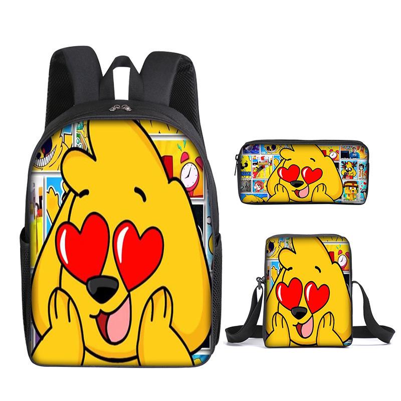 Mikecrack Rucksack Grund- und Sekundarschule Schultasche Bedruckter Rucksack Umhängetasche Federmäppchen Dreiteiliges Set