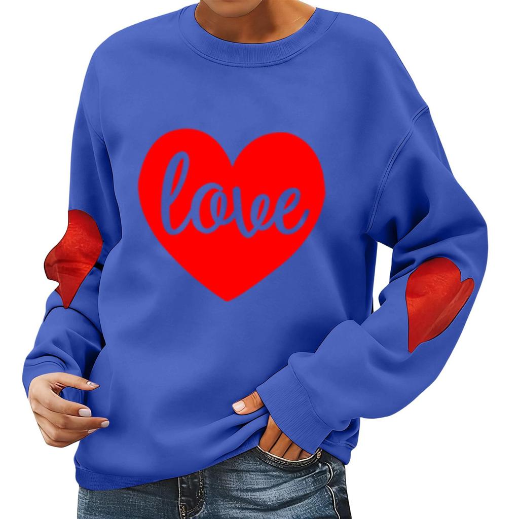 Damen Valentinstag Bedruckter Lässiger Langarm Sport-Hoodie Top