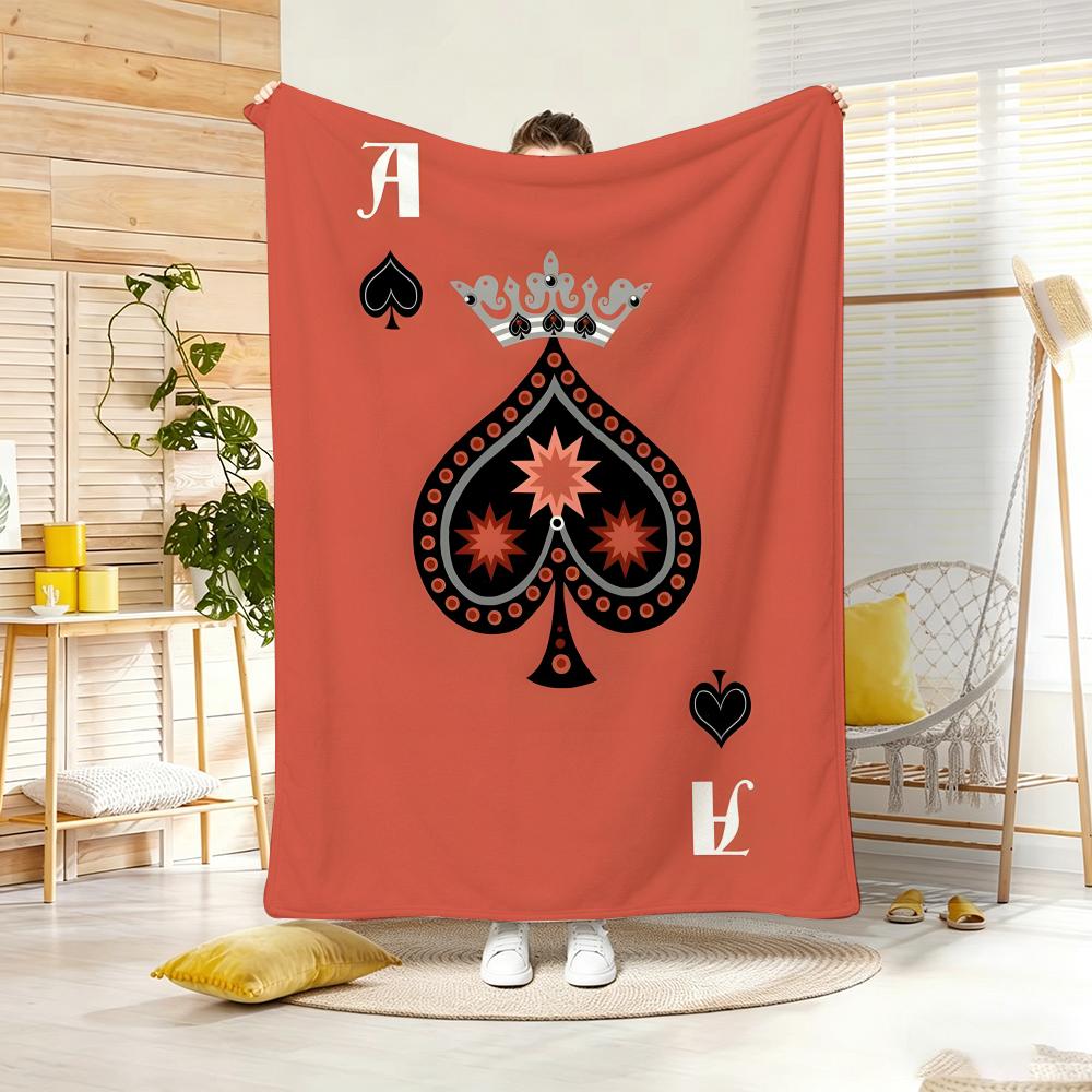 Artwork A-A playing cards Throw Lightweight 240g Flannel Blanket Soft Skin-friendly for Summer Cooling