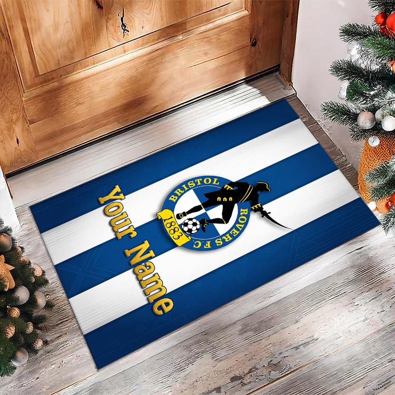 Bristol Rovers Printed Crystal Velvet Rug Non‑Slip Crystal Velvet Carpet For Sofa Bedroom Indoor Home Decoration
