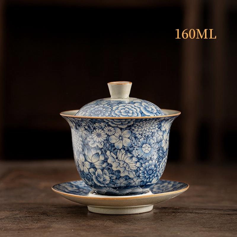 Tetera de cerámica azul y blanca con apertura para ceremonia del té, juego de té chino, té Oolong con leche, tetera con jazmín y Guan Yin