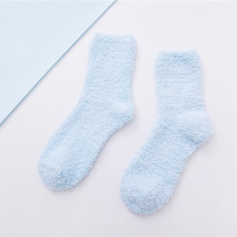 Winter Candy Farbe Korallen samt Frauen Warme Socken Plüsch Weibliche Verdickt Boden Schlafen Socke