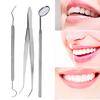 3pcs/set Stainless Steel Dental Tool Mouth Mirror Probe Plier Tweezer Teeth Clean Hygiene Kit
