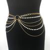 Light Luxury Rhinestone Multi-layer Metal Chain Waist Chain Women's Retro Imitation Pearl Body Chain
