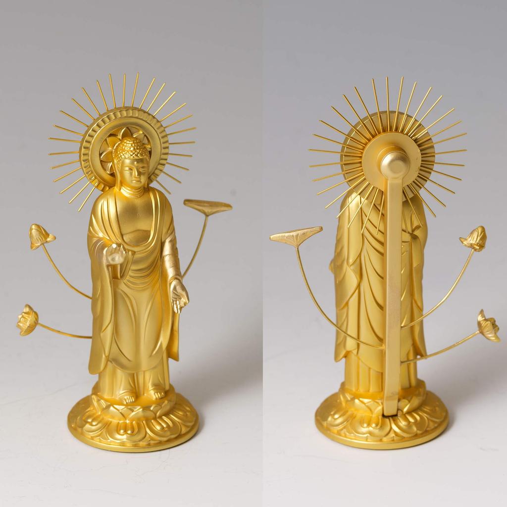 Amitabha Buddha Statue, 10.5cm (Gold plated24K Gold), by Makita Shuun, Based On the Jodo Shinshu Otani Sect (East), Takaoka Bronzeware (Amitabha