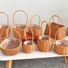 Handwoven Floral Basket Rattan Storage Basket for Picnics and Outdoor Activities