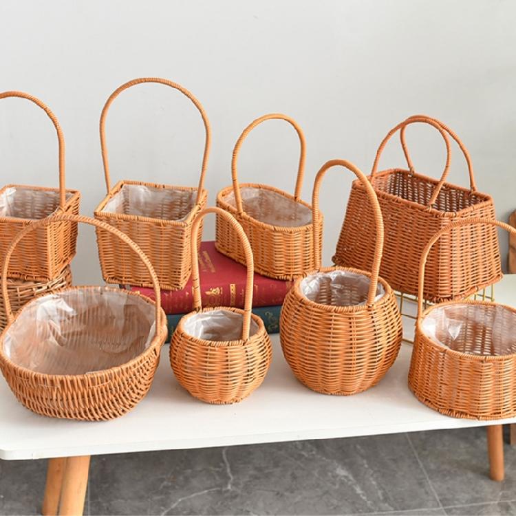 Handwoven Floral Basket Rattan Storage Basket for Picnics and Outdoor Activities