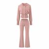 2026 Women's Chic Waist-Cinching Diamond Hooded Cardigan & Micro-Flare Pants Set