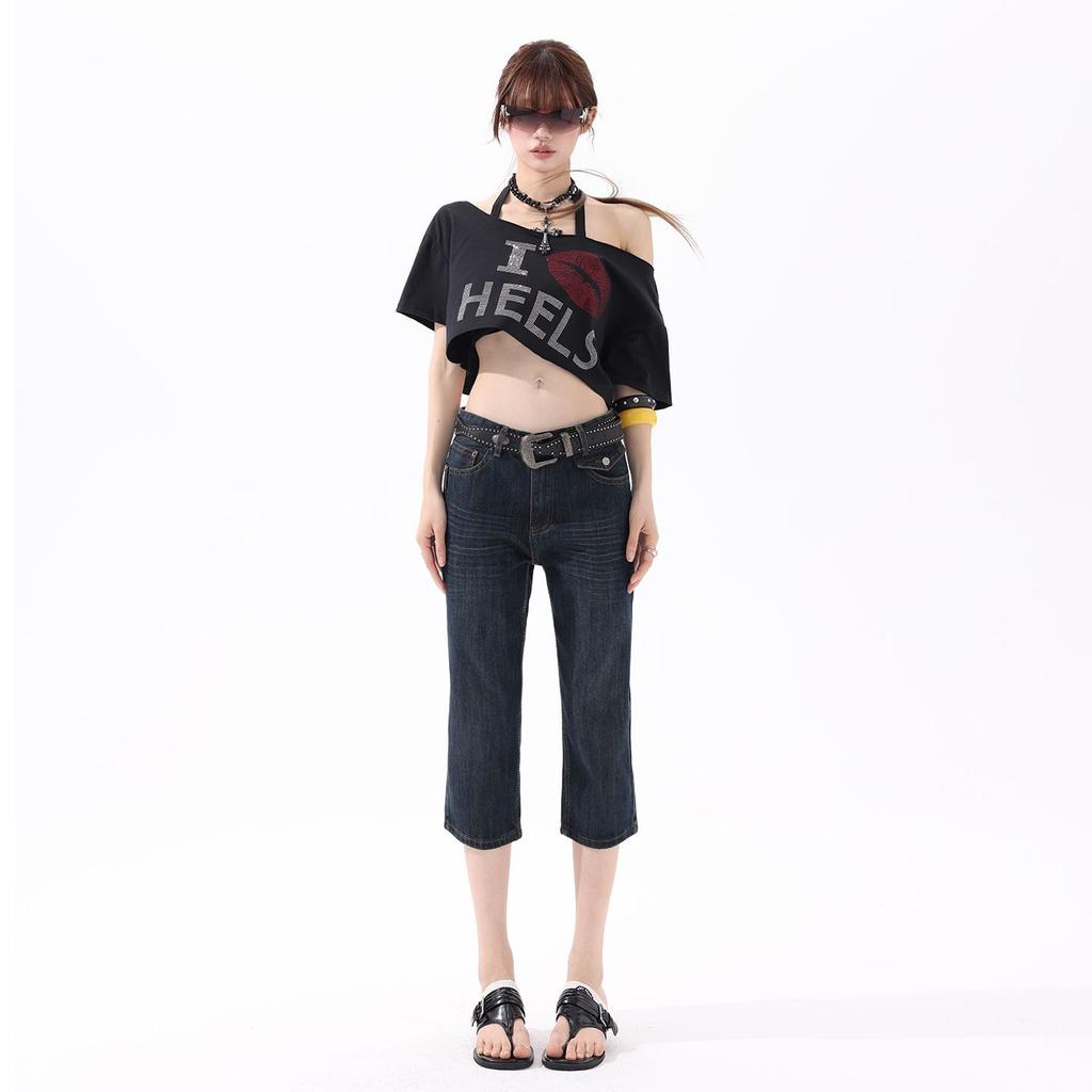 Trendy Spring Summer Slim Fit Denim Cropped Capri Pants For Women Versatile Basic Slimming Casual Bottoms