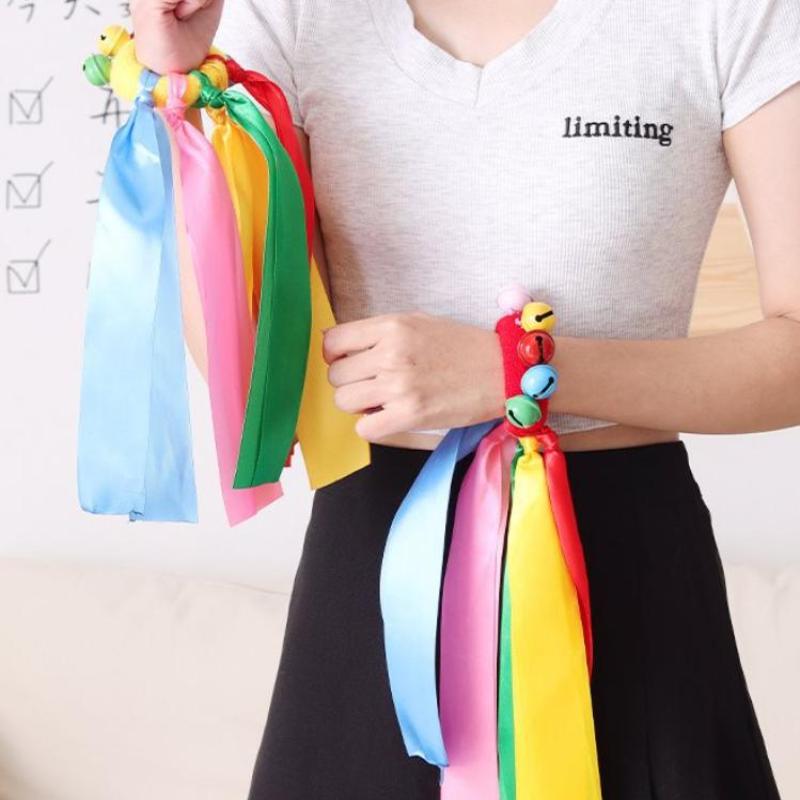 Children'S Wrist Ribbon Team Sports Pompom Cheerleading Big Match Pom Club Dance Props Elastic Bracelet With Elastic Rope