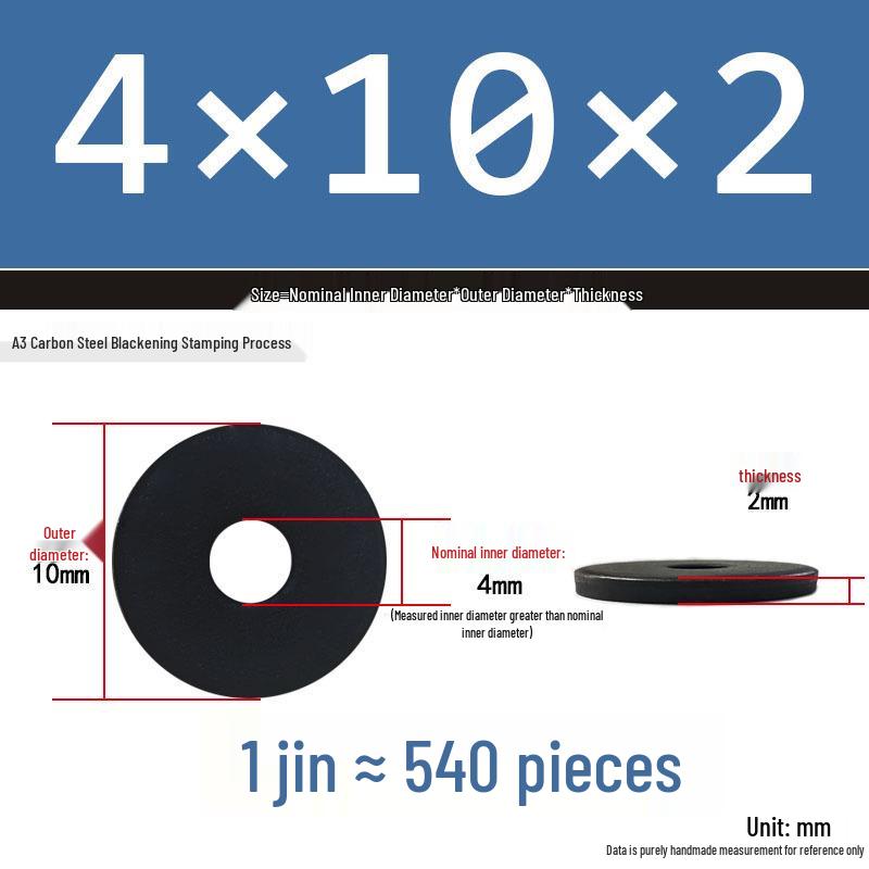Blackened Thickened Metal Flat Washer Spacer, Round, M3-M42