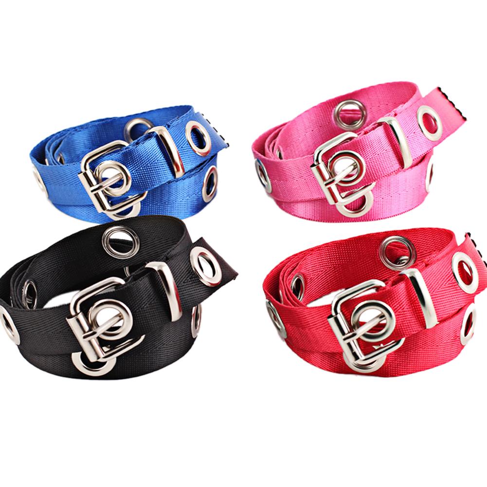 Women Fashion Lengthen Canvas Belt with Rectangle Metal Buckle