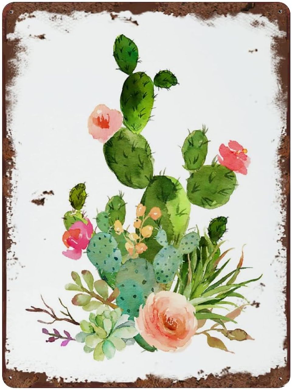 

Funny Metal Tin Sign Succulent Bouquet Square Retro Tin Sign Vase Flowers Poster Plaque Entryway Decor Gallery Wall Sign INAlu 20x30cm（7.8x11.8inch）