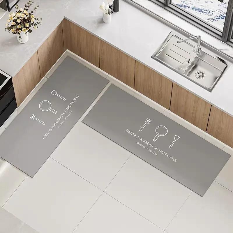 Rug for Kitchen Floor Mat Pvc Waterproof Leather Carpet Non-slip Oil-proof Long Foot Mats Minimalist Style Home Decoration Rugs