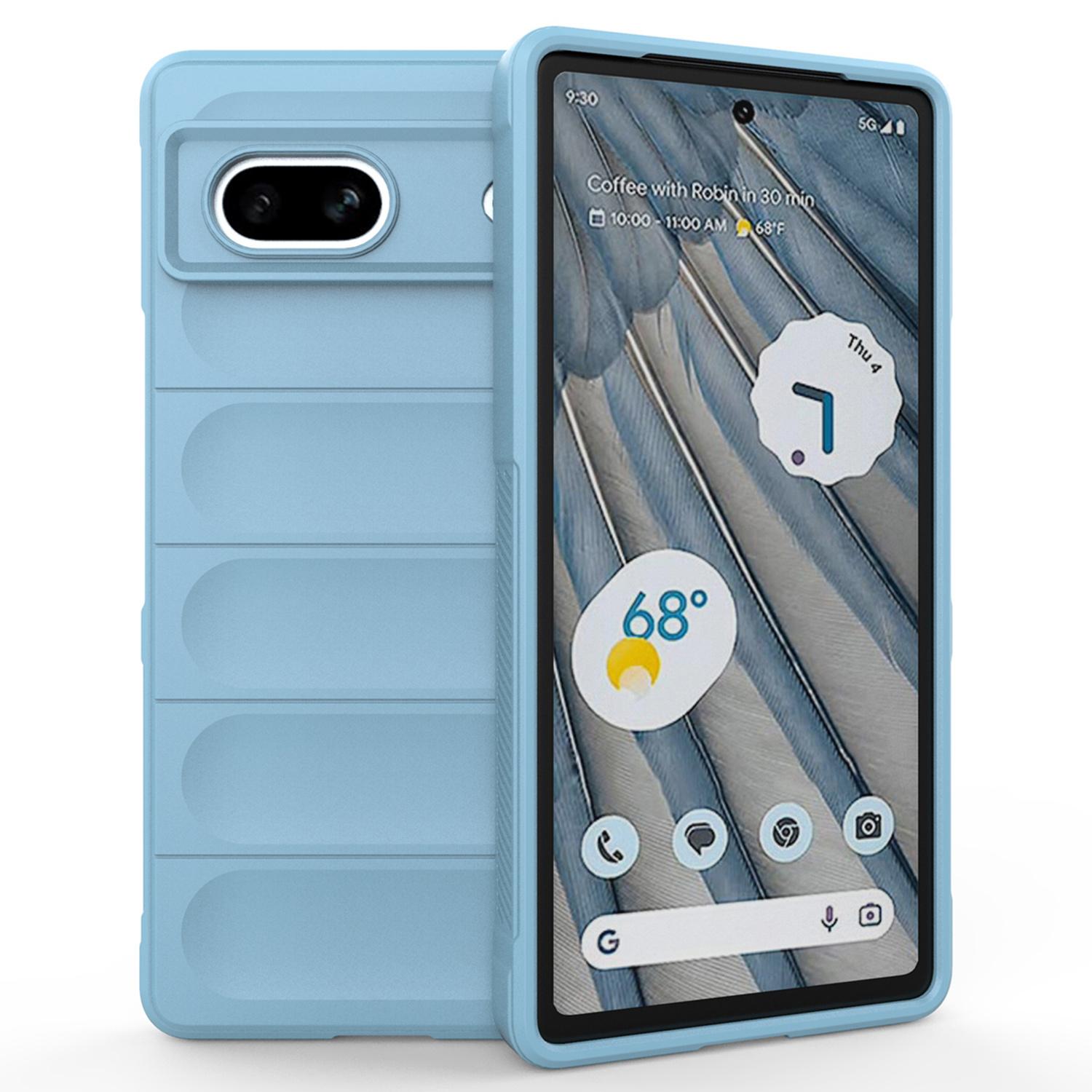 

For Google Pixel 7a TPU Phone Case Rugged Back Anti-Slip Cover Baby Blue