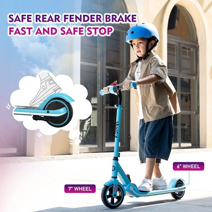 RCB Trottinette Electrique pliable Enfants 6-12 Ans Écran LED Lumières néons colorés Vitesse et Hauteur Réglables, Cadeau super Bleu