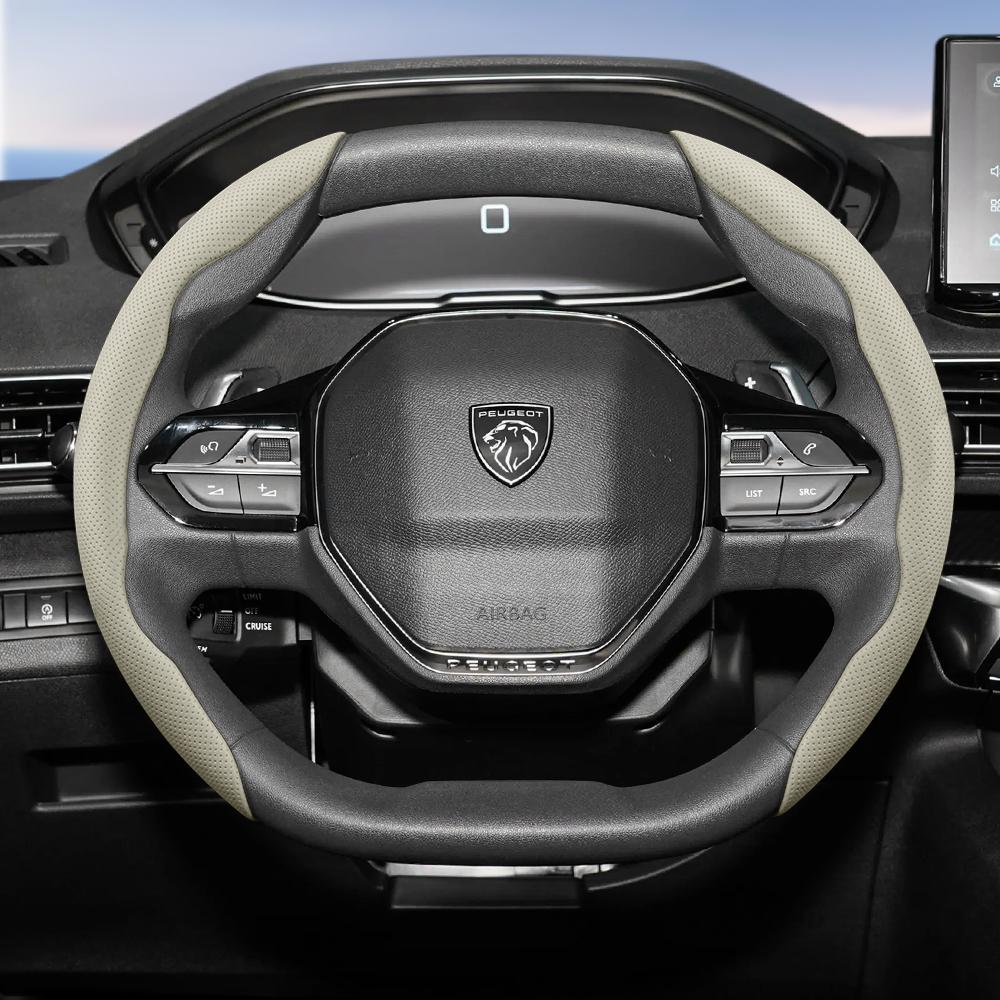 DHLWY1 Suitable for Peugeot Breathable Holes Leather Steering Wheel Cover Segmented Quick Release Design Non-Slip Durable 206 208 3008 308 207 307