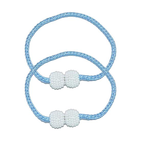 1 Pair Magnetic Curtain Tiebacks, Woven Rope Beaded Curtain Holders, Decorative Drapery Holdbacks for Living Room Bedroom