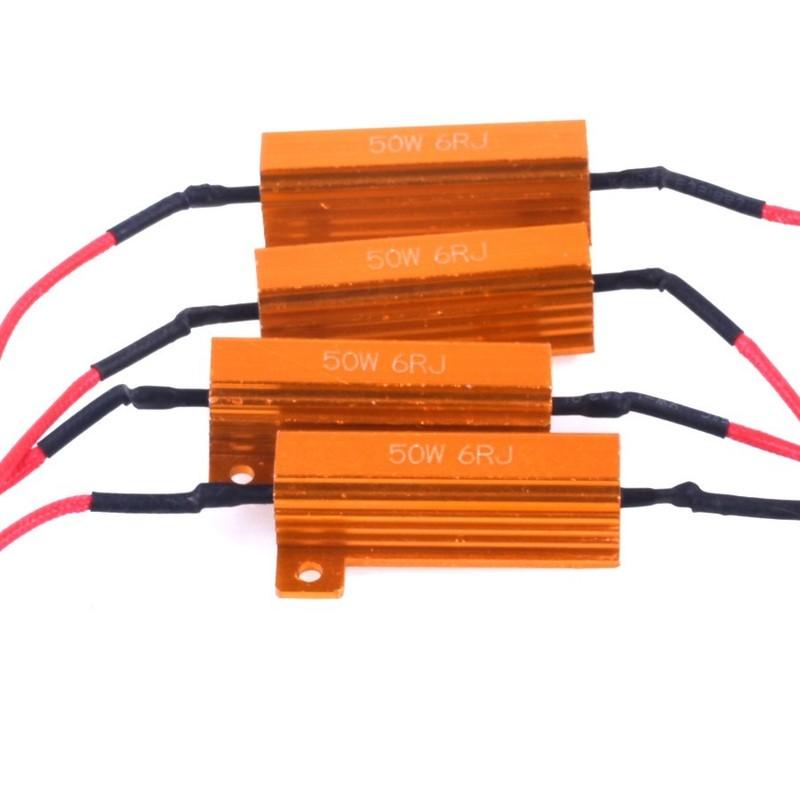 4pcs  50w 6 ohm Load Resistors LED Fog Lights Rapid Blinking Flickering Bulb
