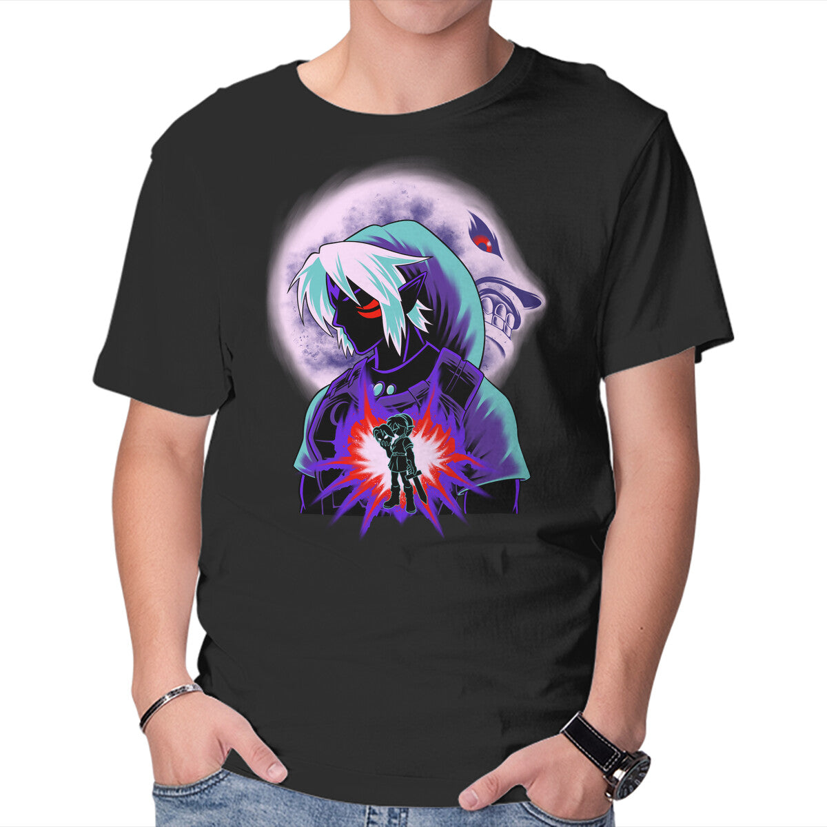 Unisex Crew Neck T-Shirt Oni Link Graphic Short Sleeve Casual Tee S