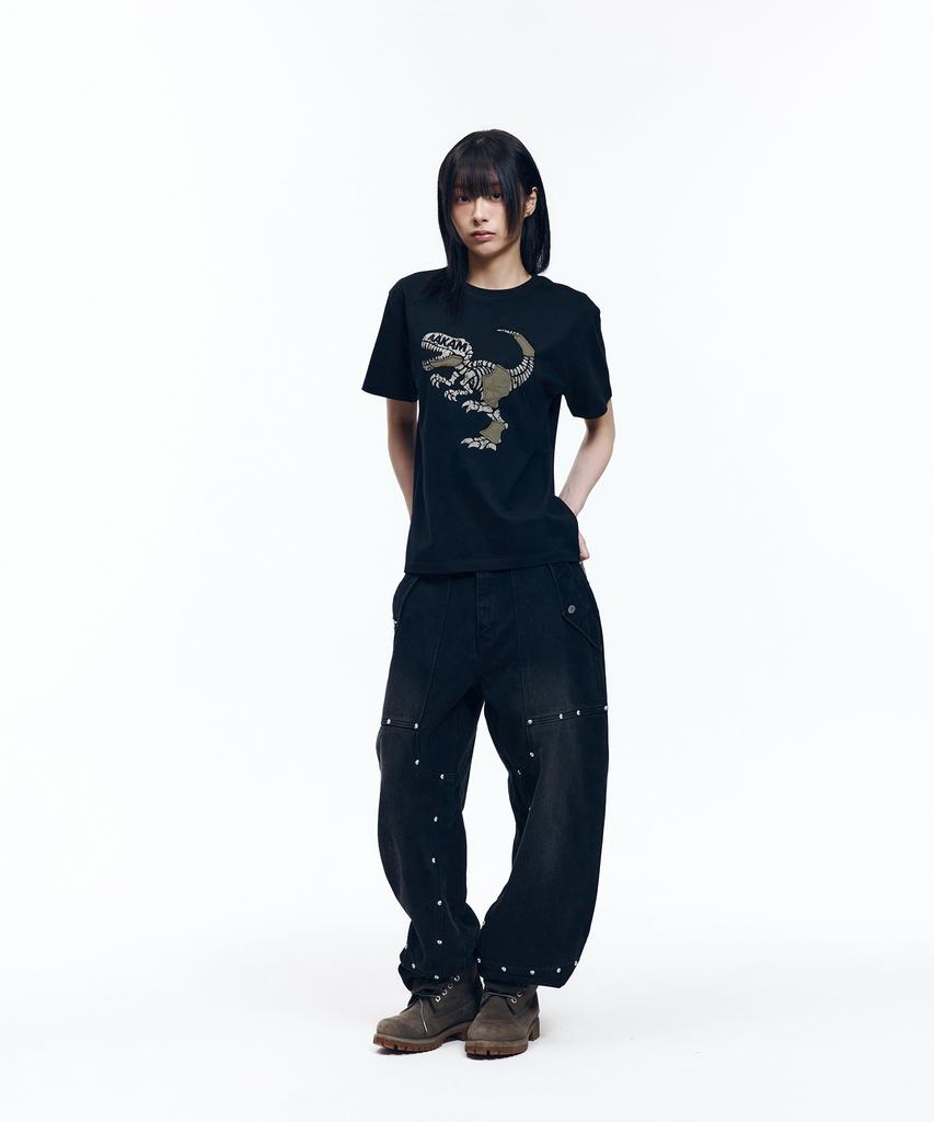 AAKAM Dino Patch Half Top (Black)