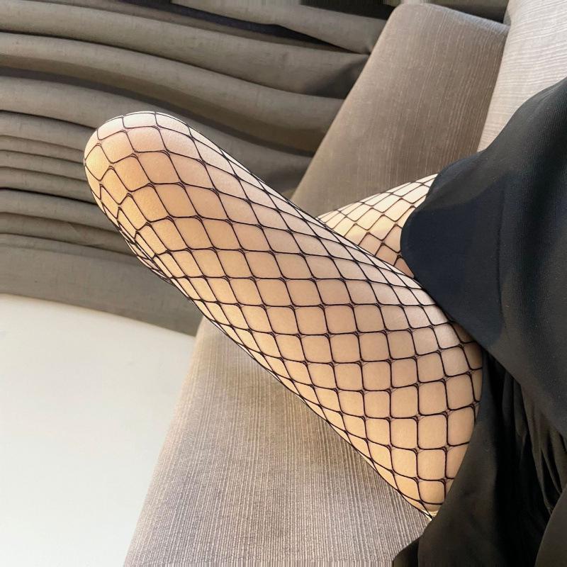 Women's Sexy Black Silk Fishnet Stockings - Thin, Tight, Summer Mesh Socks