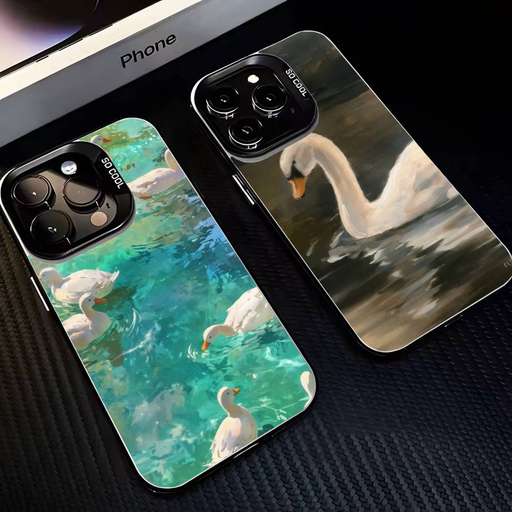 Leisurely Goose Phone Case For iPhone17,16,15,14,13,12,11 Plus,Pro Max Black Matte Shockproof Cover