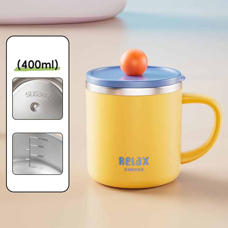 400ML Thermobecher 304 Edelstahl Doppelschichtig Isoliert Wasserbecher Büro Milch Kaffee Becher Student Tragbarer Versiegelter Tumbler