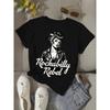 European Size Women'S Retro Rockabilly Graphic T-Shirt - Vintage-Inspired Casual Sporty Tee with Bold "Rockabilly Rebel" Print, Soft Stretch Fabric