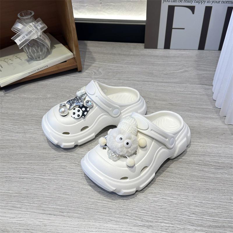 Women s Summer EVA 2025 Height-Boosting Non-Slip Thick-Soled Closed-Toe Sandals 28-29 белый