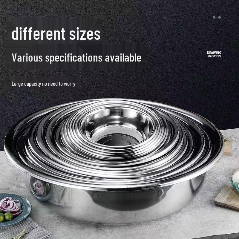 Extra Thick Stainless Steel Large Washbasin for Vegetables, Dough Mixing, Laundry, and Adult Bathing