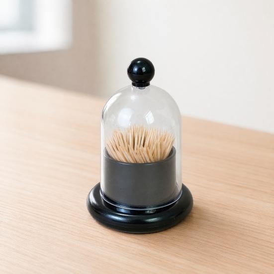 Dispensador de Palitos de Dente com Tampa de Domo Transparente, Recipiente Moderno para Armazenamento de Palitos de Dente, Caixa Porta-Palitos de Dente para Mesa de Jantar da Cozinha