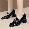 Square Heel Metal Chain Pumps Loafer Women Shoes Fashion Slip on Slipper Luxury Design Casual Mary Janes Shoes Spring Summer