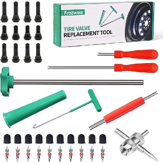 Tire Valve Stem Core Quickly Replacement Tool Kit,Perfect Tool For Replacing Leaky Valves In Cars,Trucks,Motorcycles, Etc.With 4PCS TR413 Valve Stems