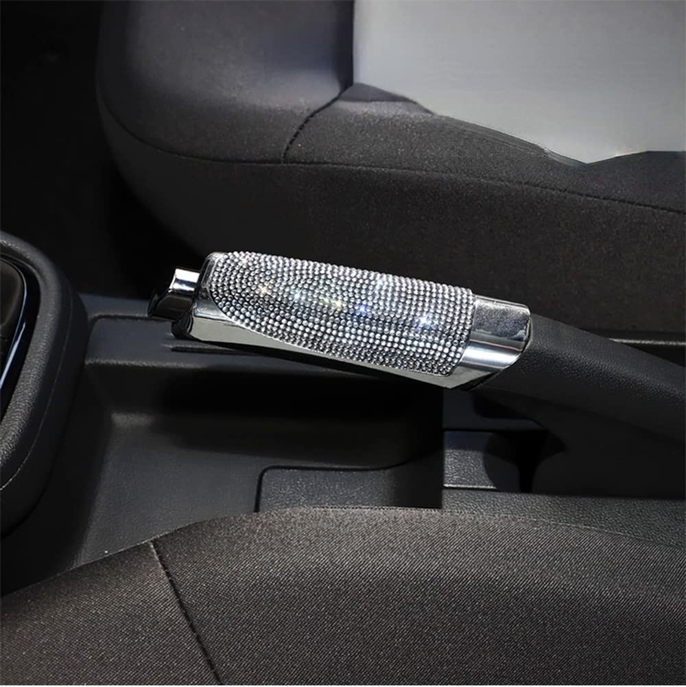 Brake Cover Cover, Glitter Type, Artificial Diamond, In-Hand Brake Cover, Car, Universal, Car Decoration, Car Interior Parts, Car Supplies (White)