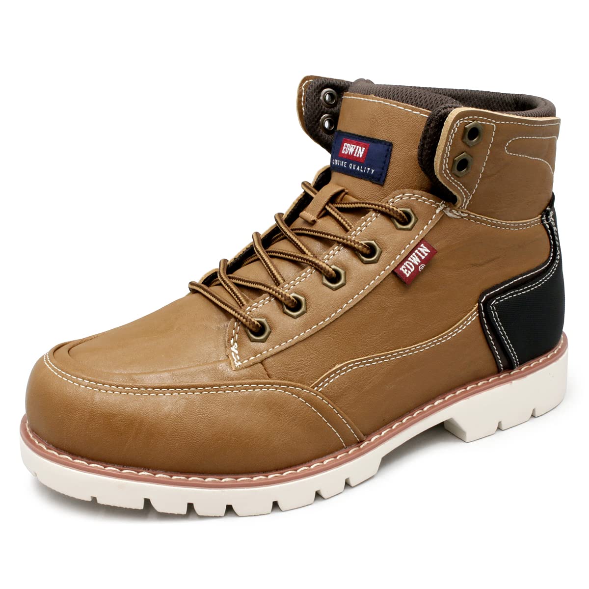 

Edwin Waterproof Casual Sneaker PU Wide Premium Size Men s High-Top Boots, Lightweight, Boots, Leather, Fit, Material, Stylish, Lace-Up Boots, Camel,