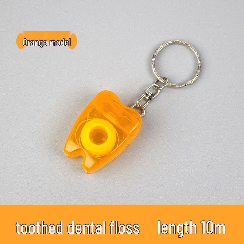 Tooth-Shaped Dental Floss Keychain - Portable Oral Cleaning Tool with Flat Wire